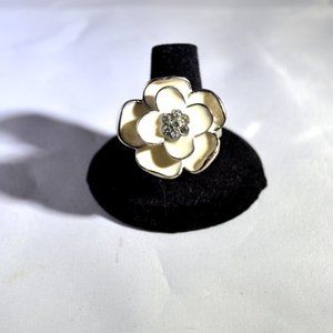 Vintage Enamel Cream and Silver Rose Ringlet Watch